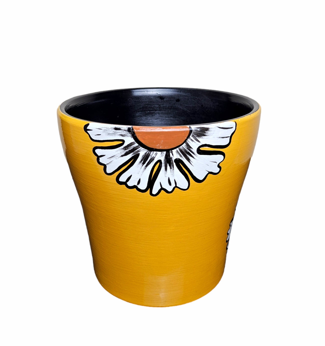 Hand-Painted Terracotta Frog Planter with Daisies, 6 inch