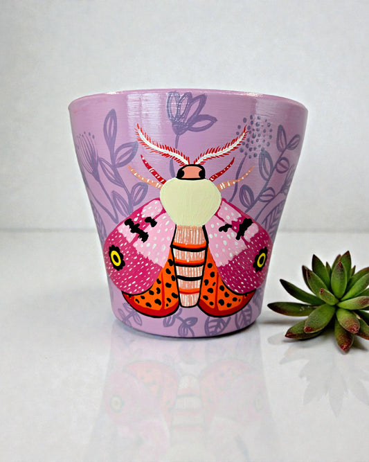 Hand Painted Moth Planter
