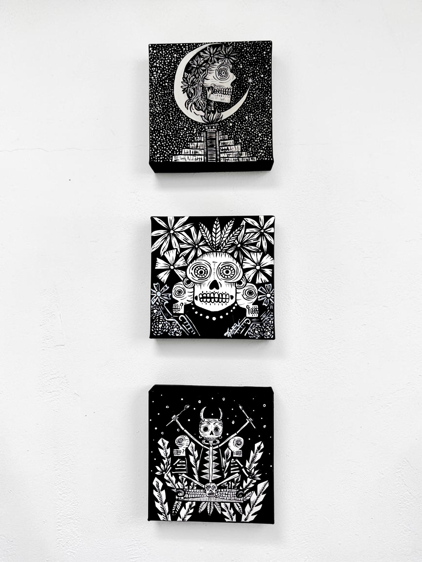 “Sacred Skull Series” - Original Skull Paintings Set of 3