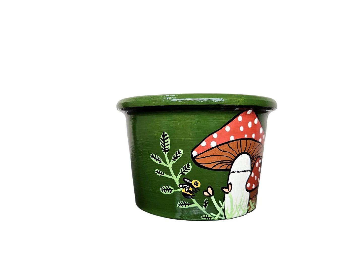 Hand-Painted Terracotta Mushroom Plant Pot, Witchy Garden Decor