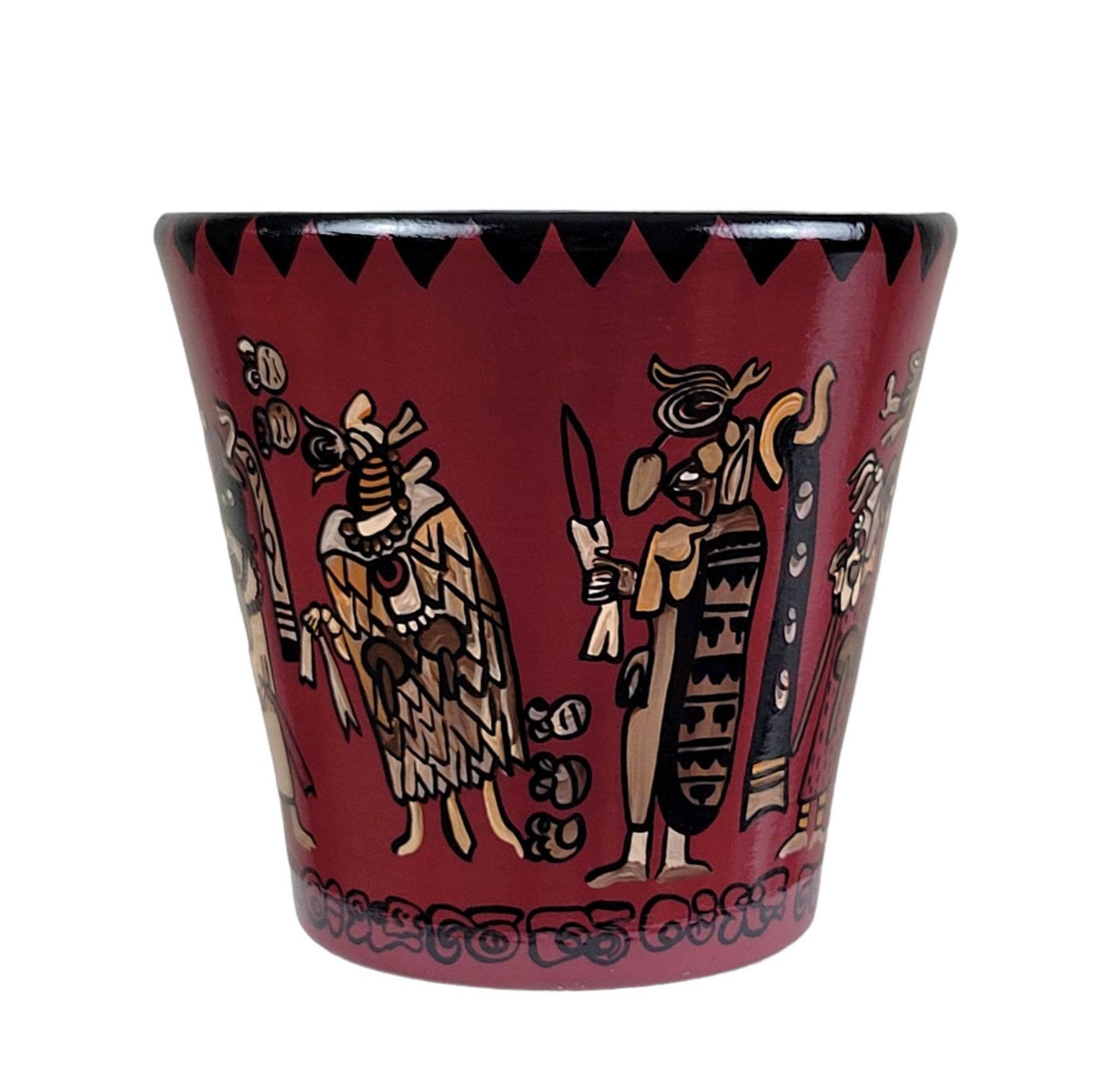 Hand-Painted Mayan Pottery Pot, Mexican Art Decor