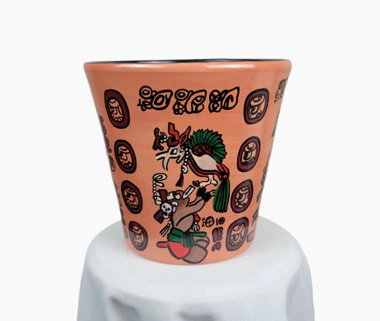 Hand-Painted Mayan Pottery Pot, Mexican Art Decor