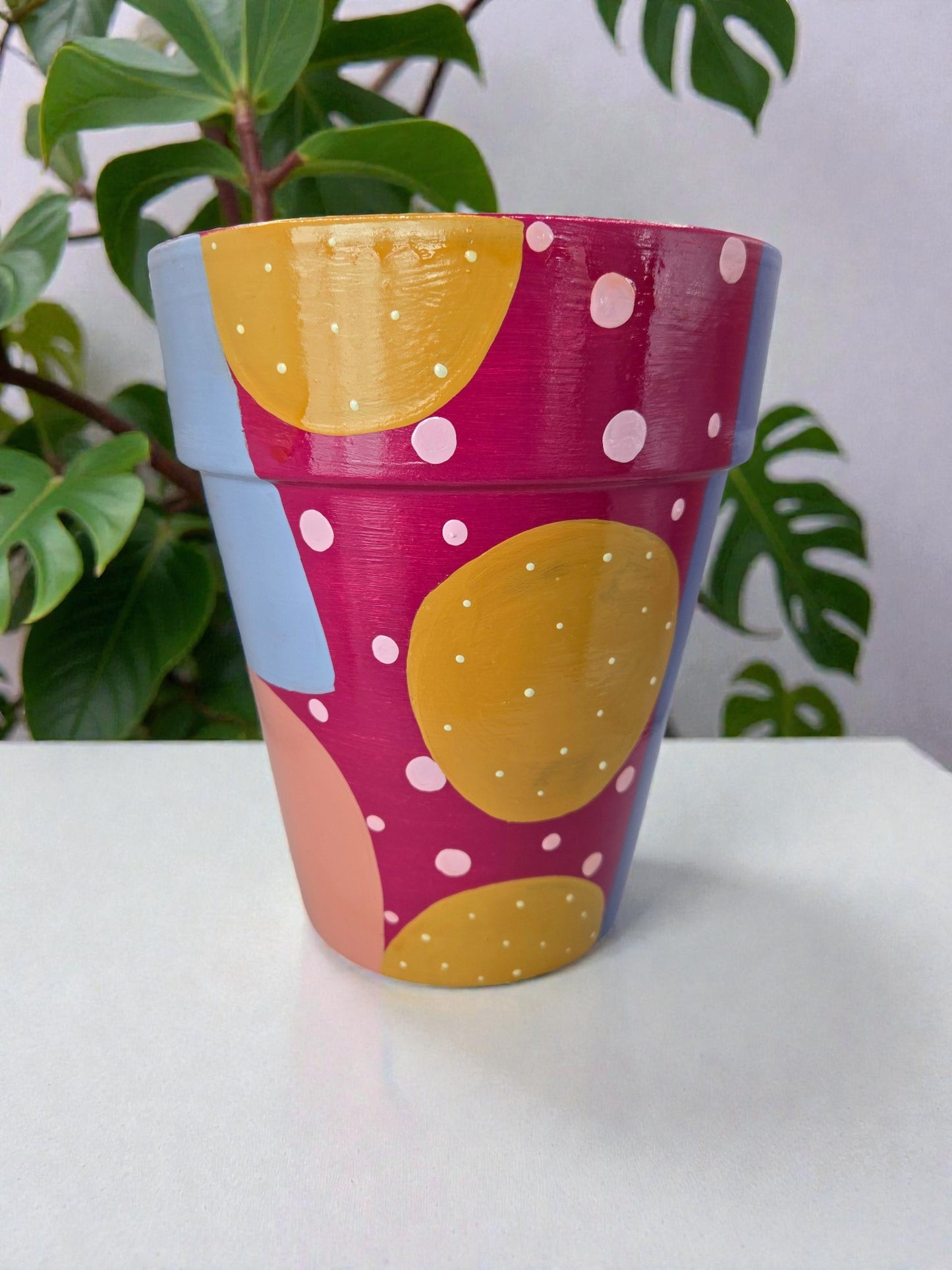 Hand Painted Flower Pot| Modern Face Planter| Abstract Art Terracotta Pot