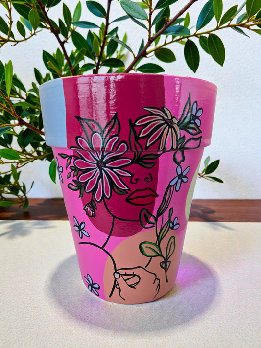 Hand Painted Abstract Face Planter