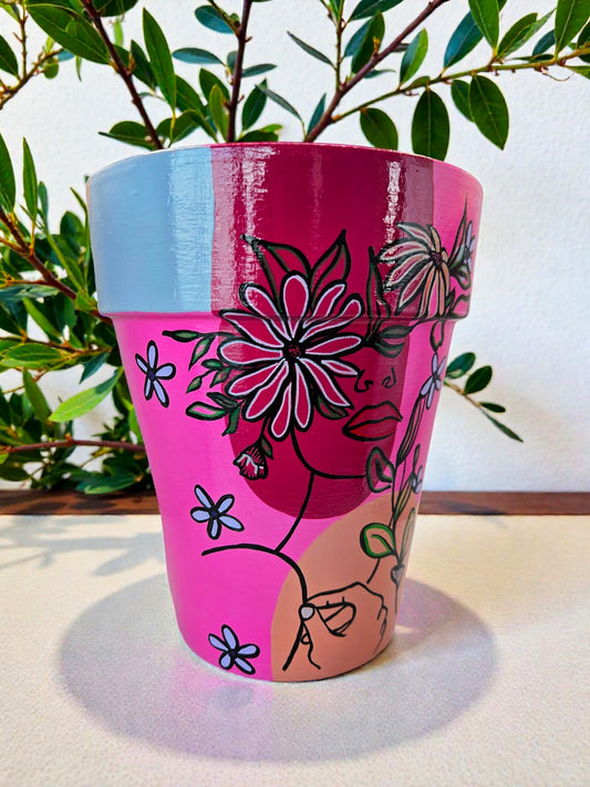 Hand Painted Abstract Face Planter