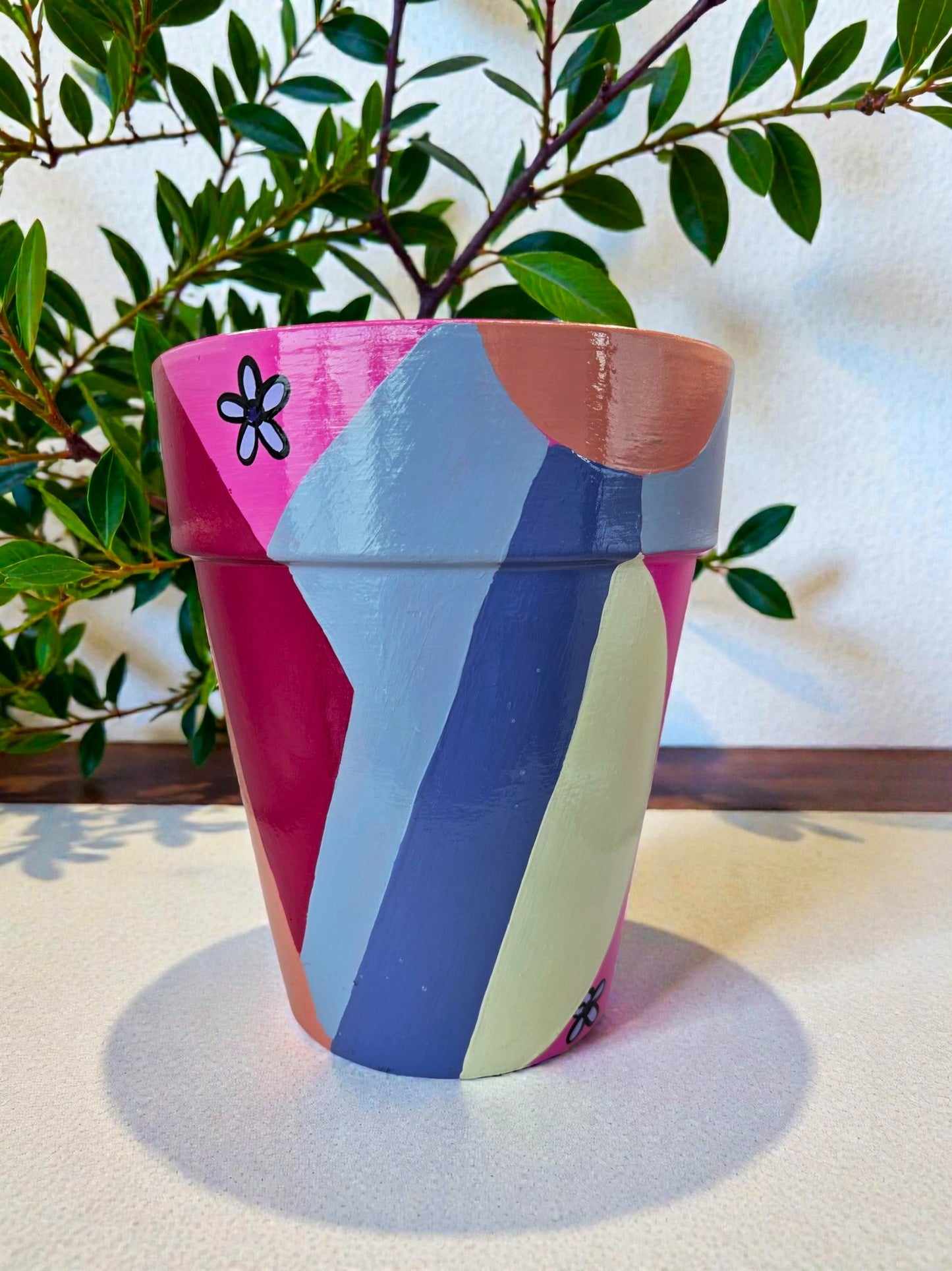 Hand Painted Abstract Face Planter