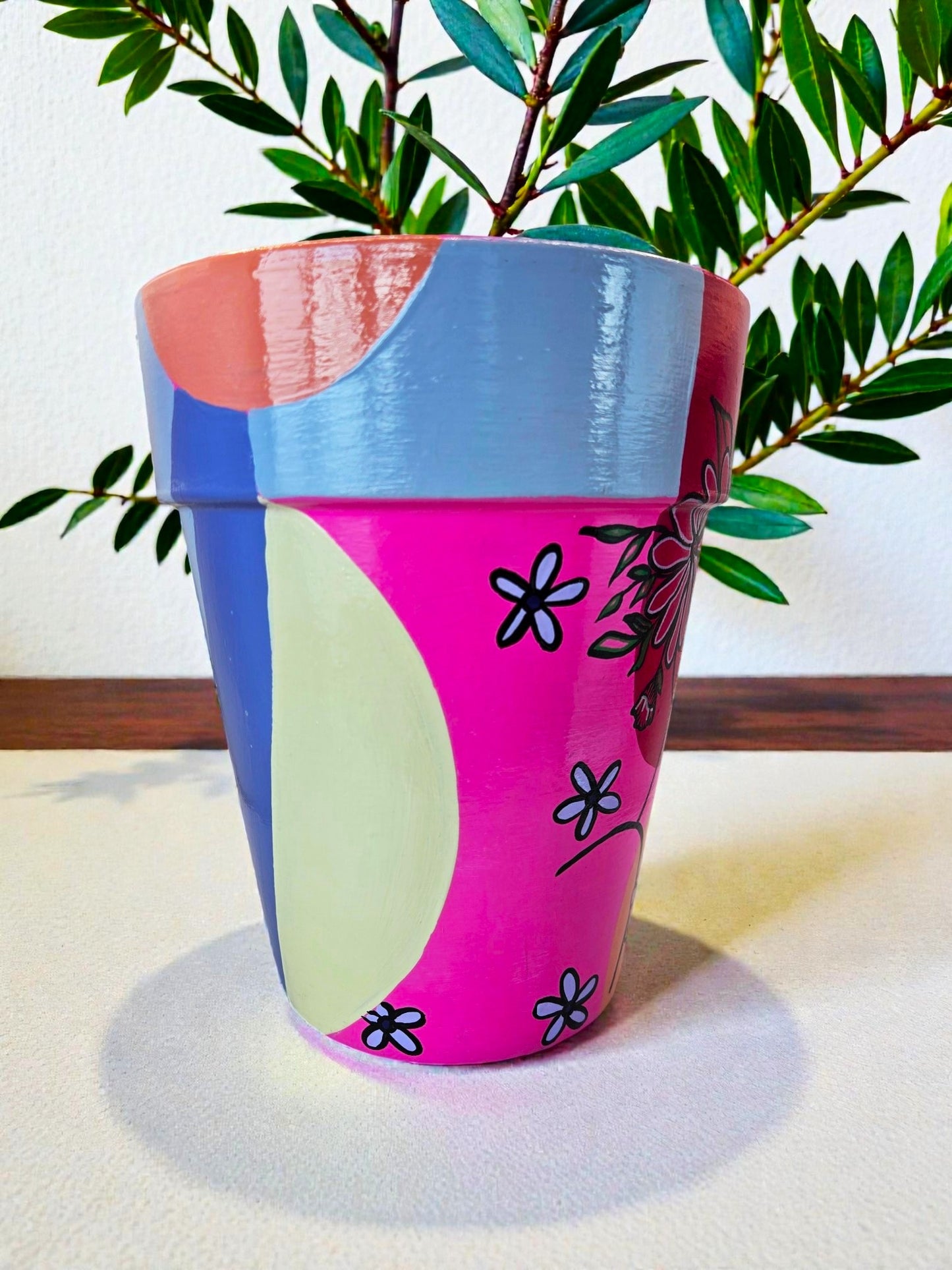 Hand Painted Abstract Face Planter