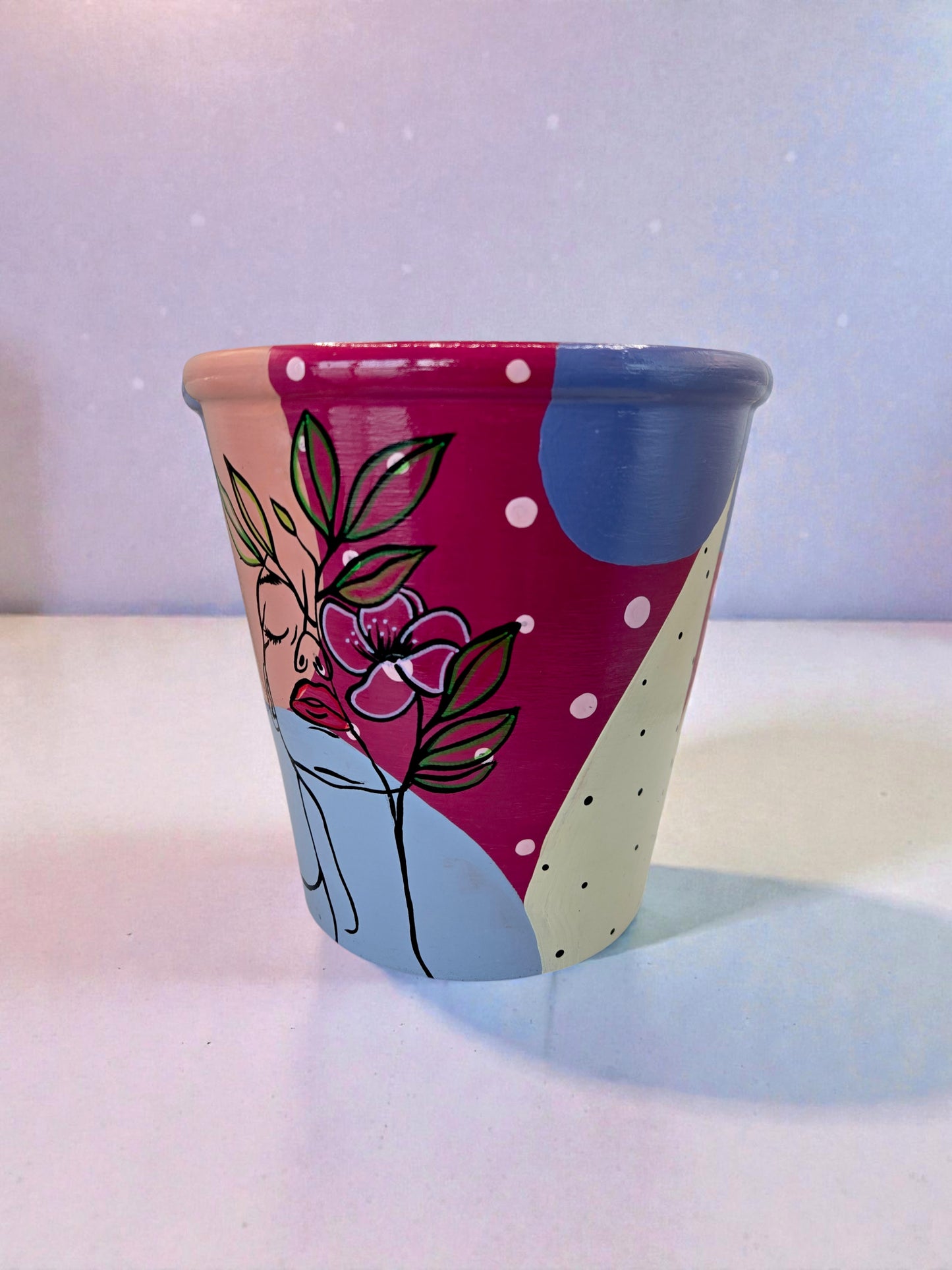 Hand Painted Feminine Art Line Face Planter