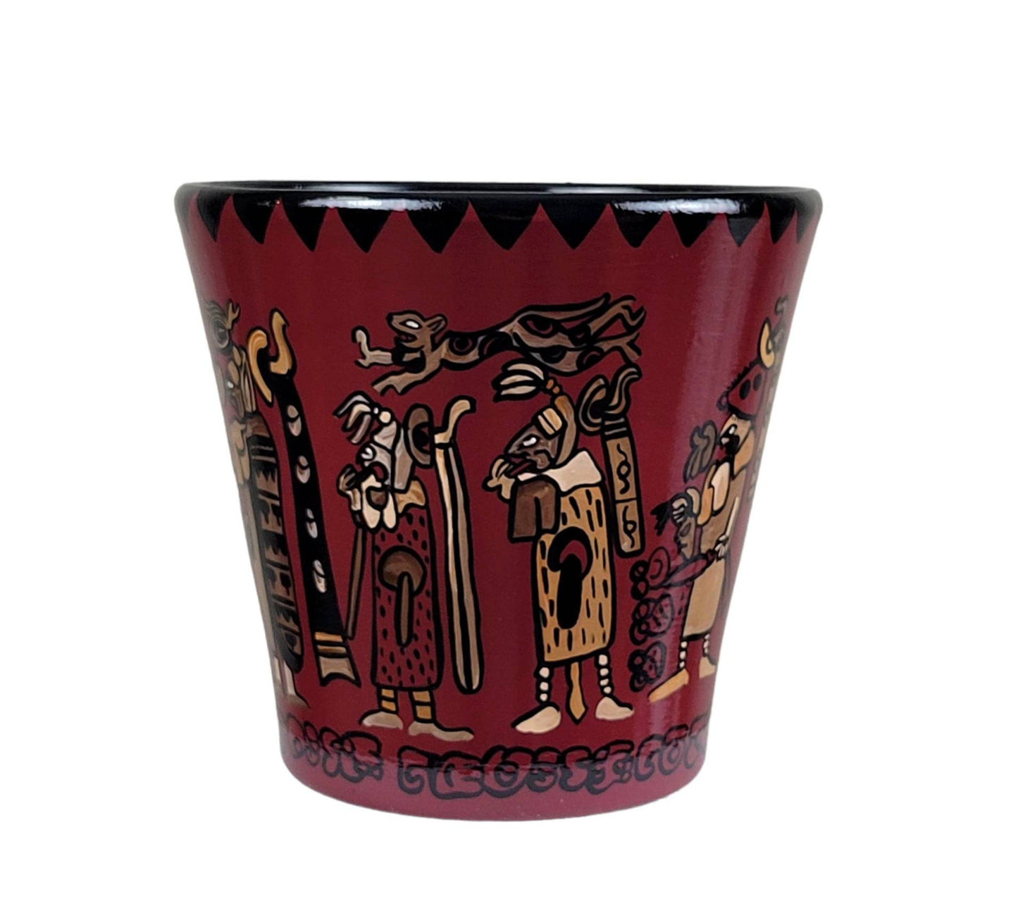 Hand-Painted Mayan Pottery Pot, Mexican Art Decor