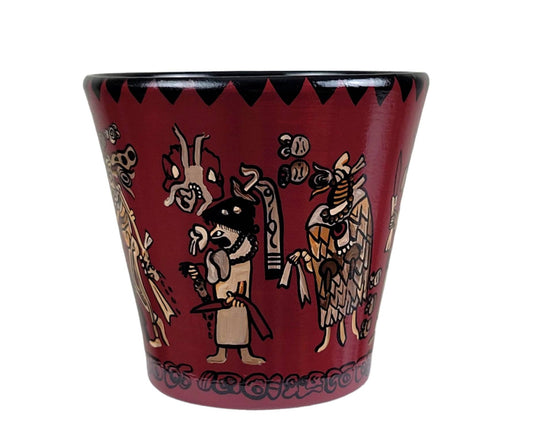 Hand-Painted Mayan Pottery Pot, Mexican Art Decor
