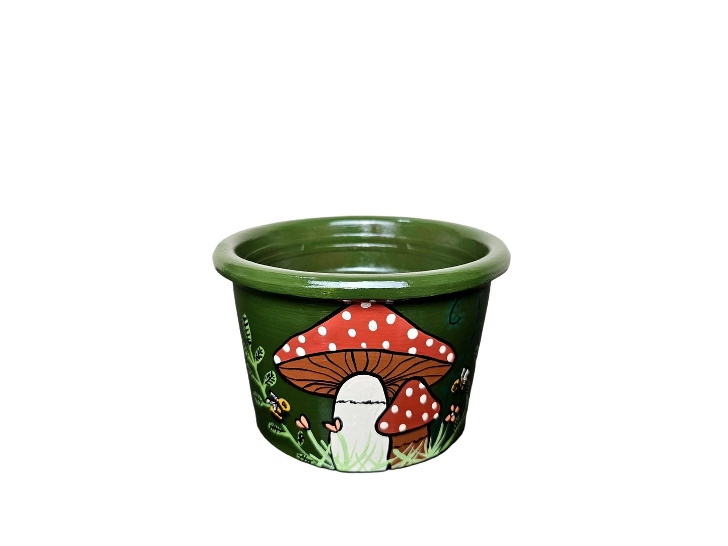 Hand-Painted Terracotta Mushroom Plant Pot, Witchy Garden Decor