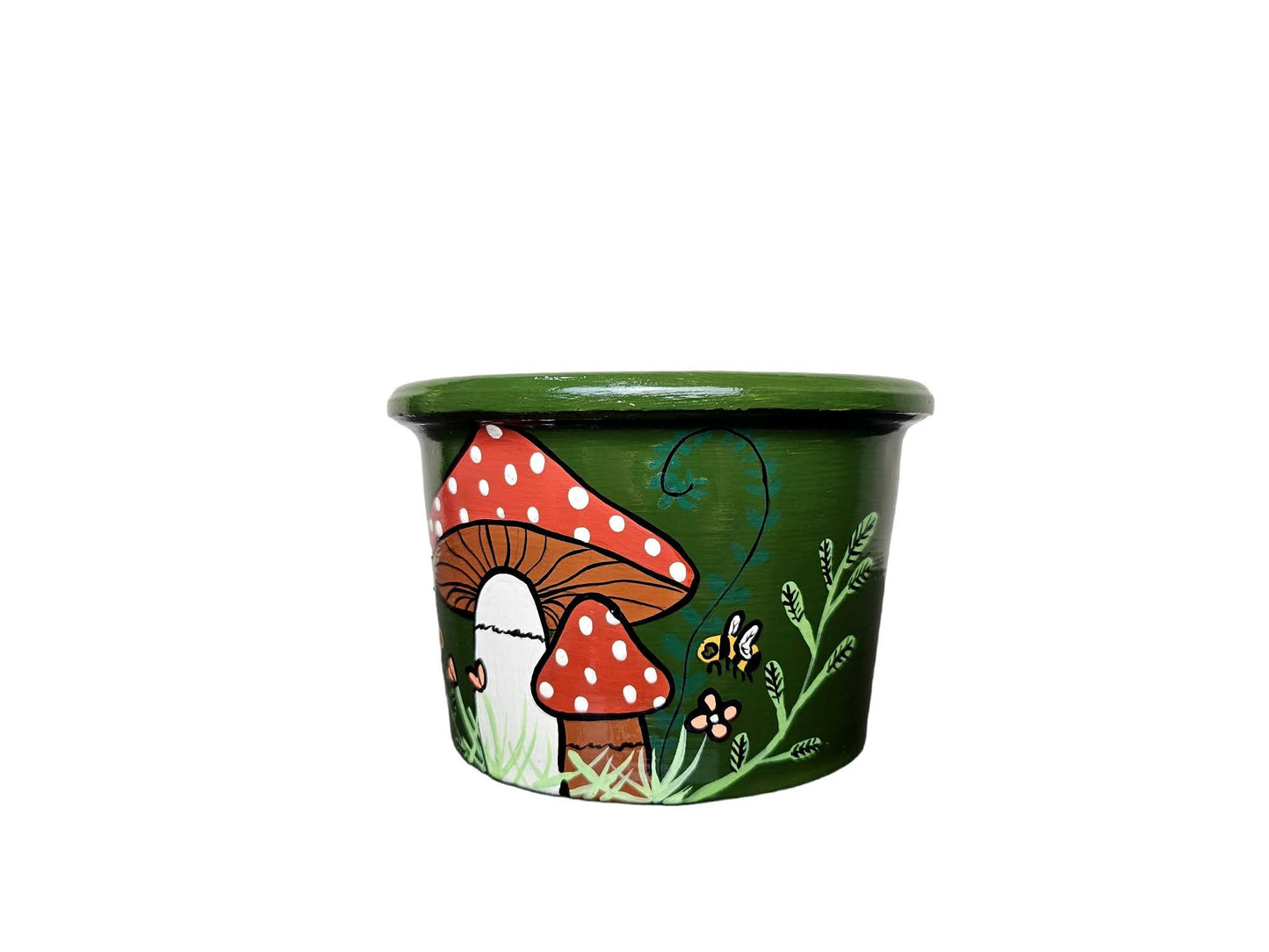 Hand-Painted Terracotta Mushroom Plant Pot, Witchy Garden Decor