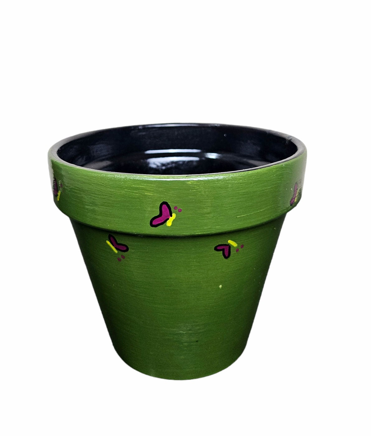 Hand-Painted Bird and Mushroom Terracotta Planter