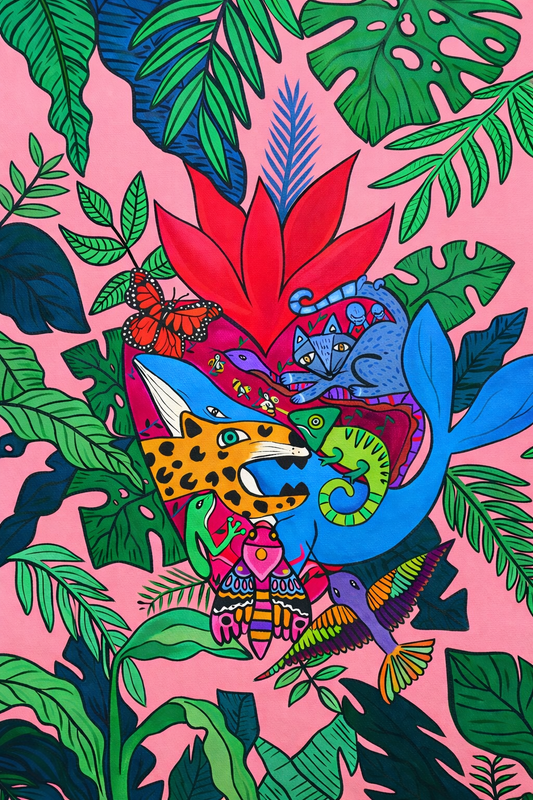 My Heart Is One of a Kind – Original Artwork Digital Download | 12x18 Printable Wall Art | Colorful Jungle Heart Illustration