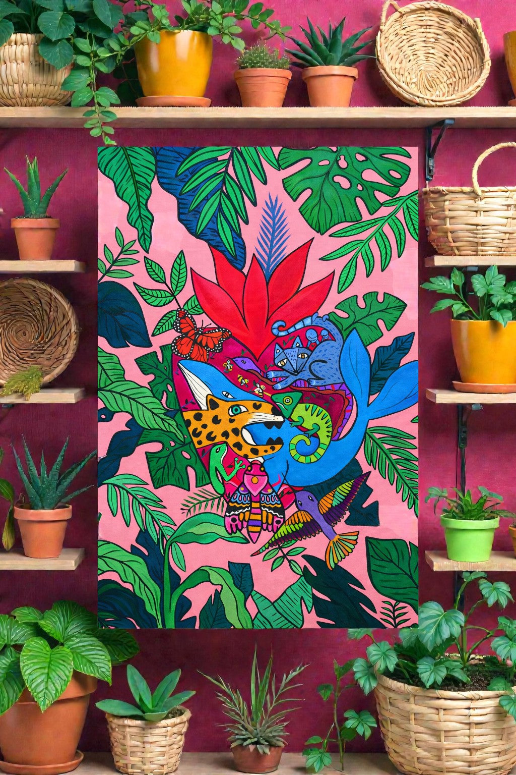 My Heart Is One of a Kind – Original Artwork Digital Download | 12x18 Printable Wall Art | Colorful Jungle Heart Illustration