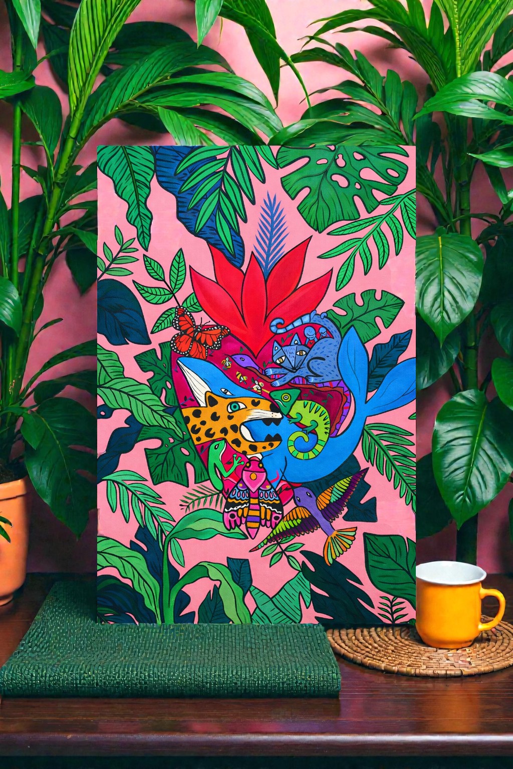 My Heart Is One of a Kind – Original Artwork Digital Download | 12x18 Printable Wall Art | Colorful Jungle Heart Illustration