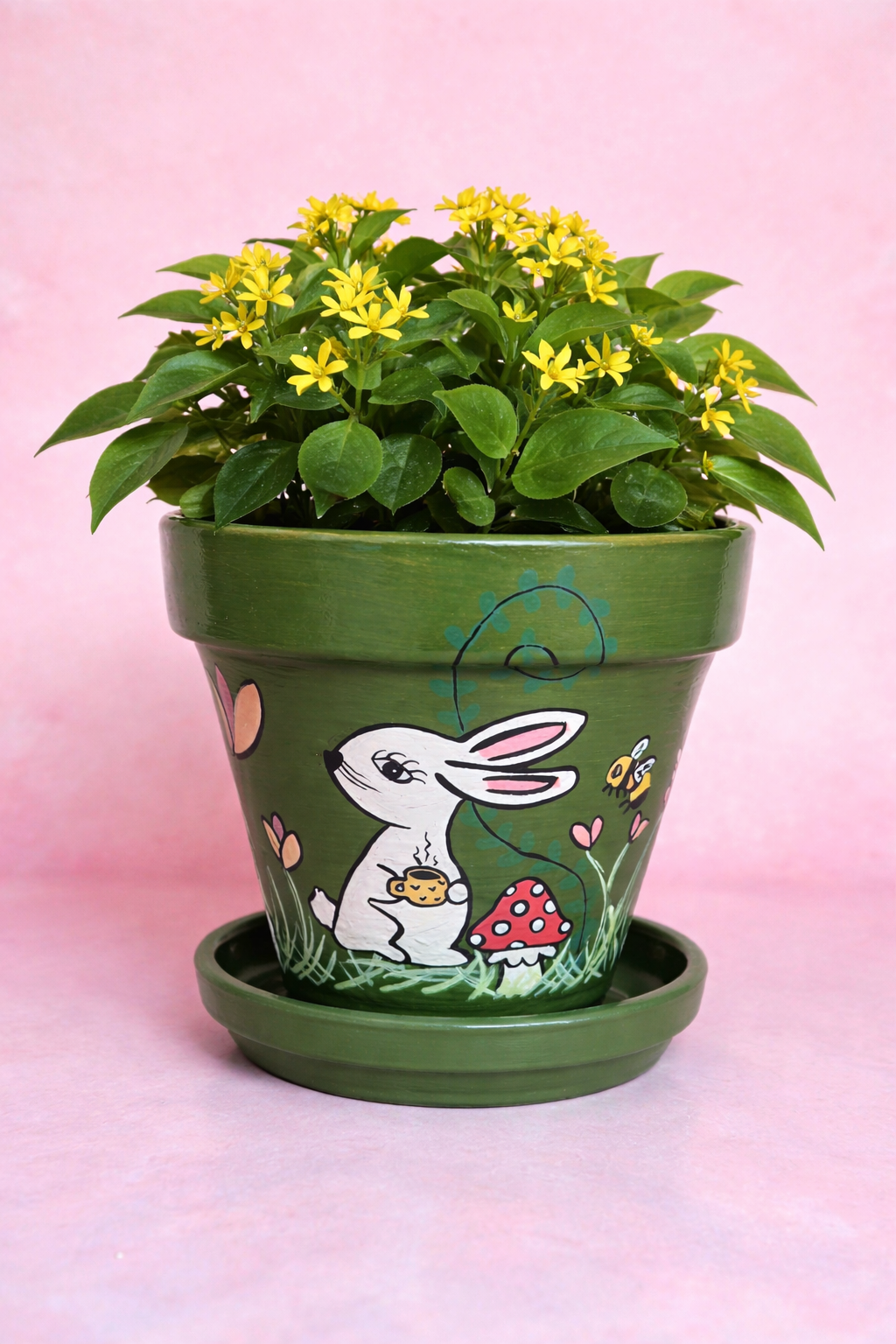 Hand-Painted Bunny Terracotta Plant Pot - Easter Planter