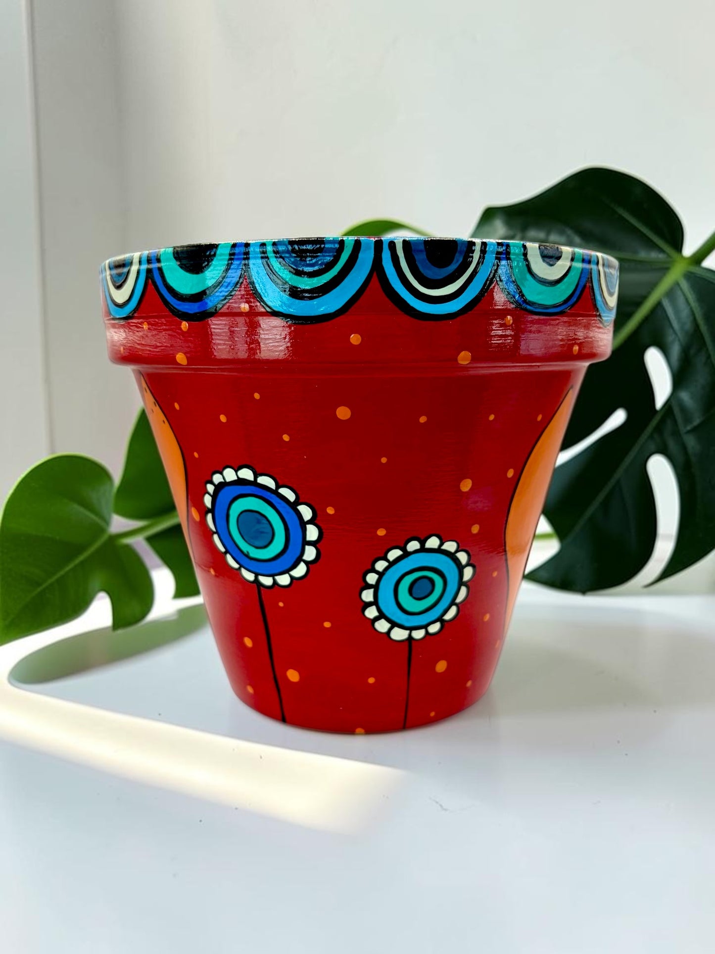 Hand-Painted Fox Flower Pot, Whimsical Acrylic Planter