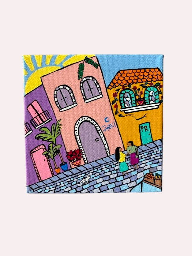 Puerto Rico Acrylic Painting Set of 4| 6X6" Canvas Art