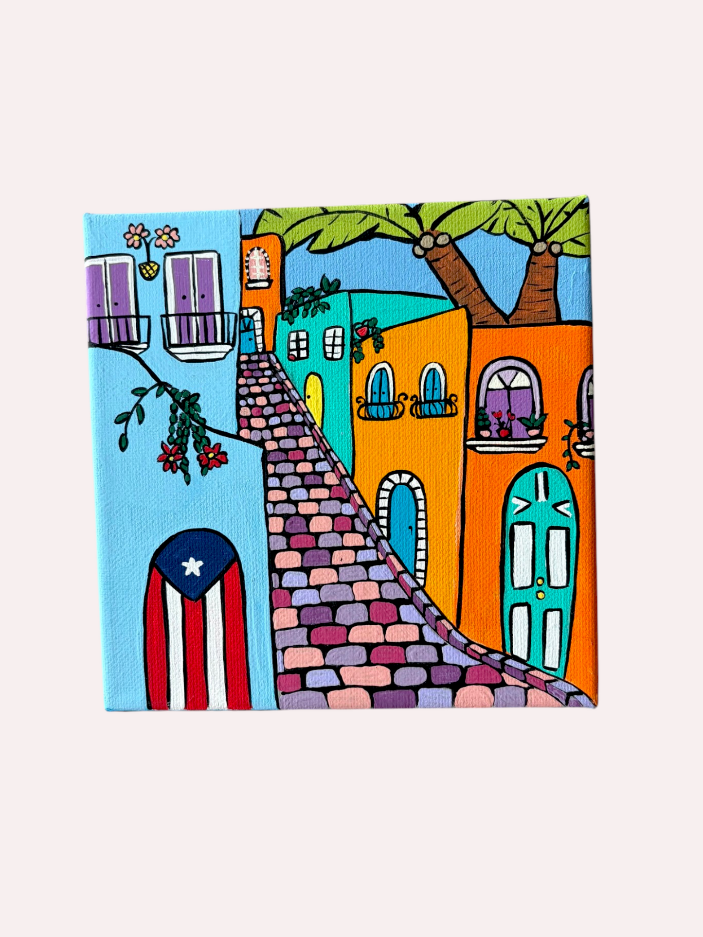Puerto Rico Acrylic Painting Set of 4| 6X6" Canvas Art