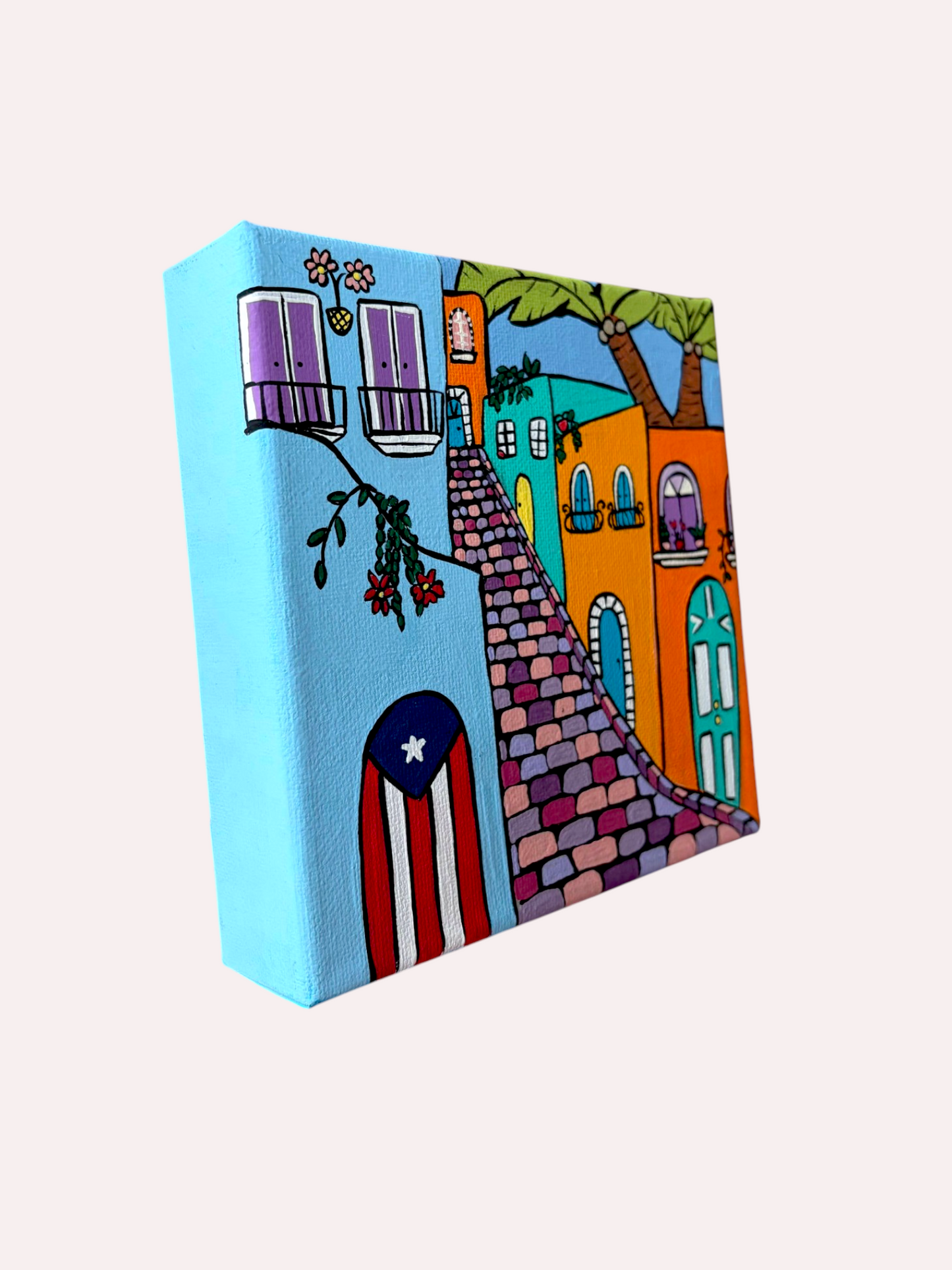 Puerto Rico Acrylic Painting Set of 4| 6X6" Canvas Art