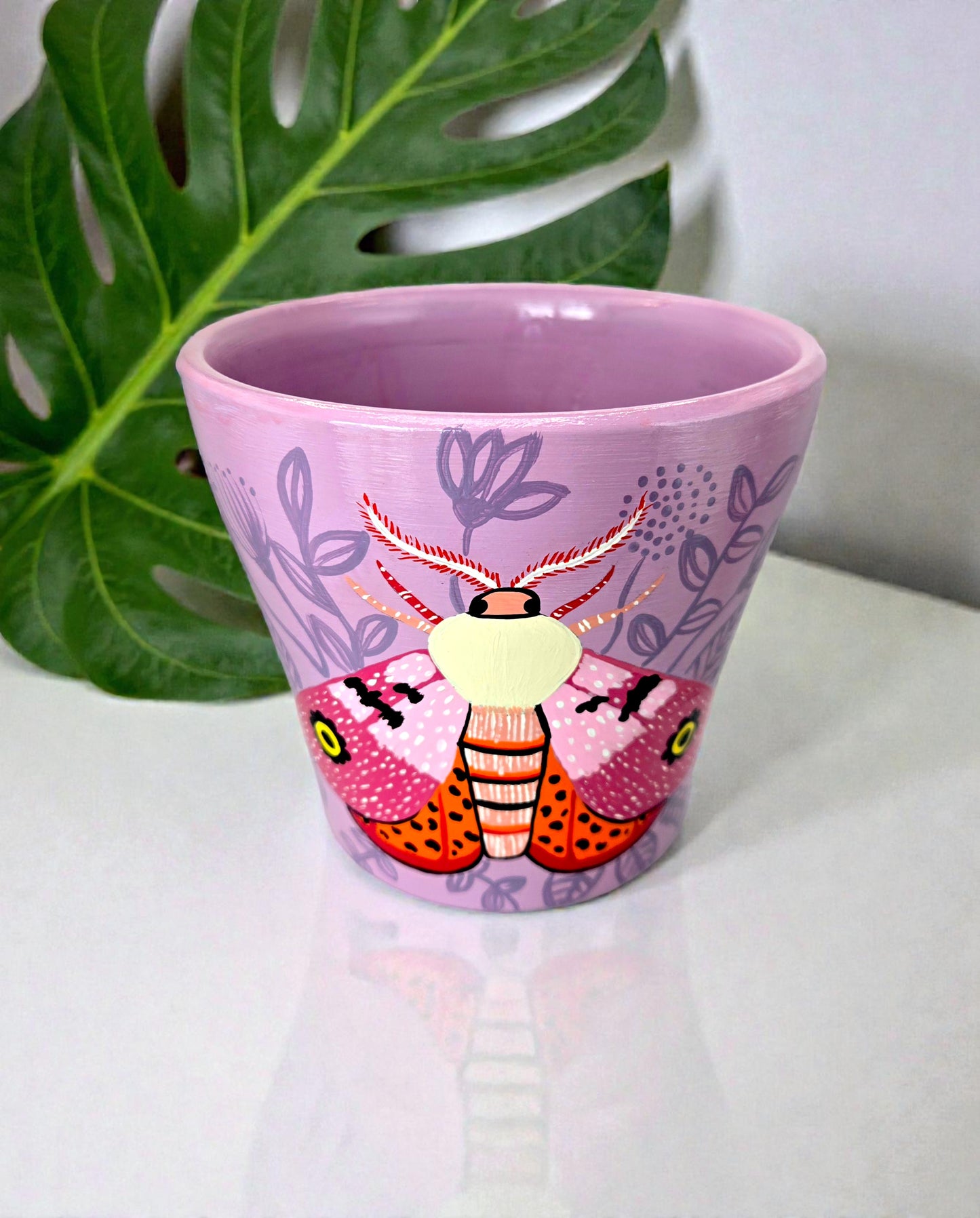 Hand Painted Moth Planter