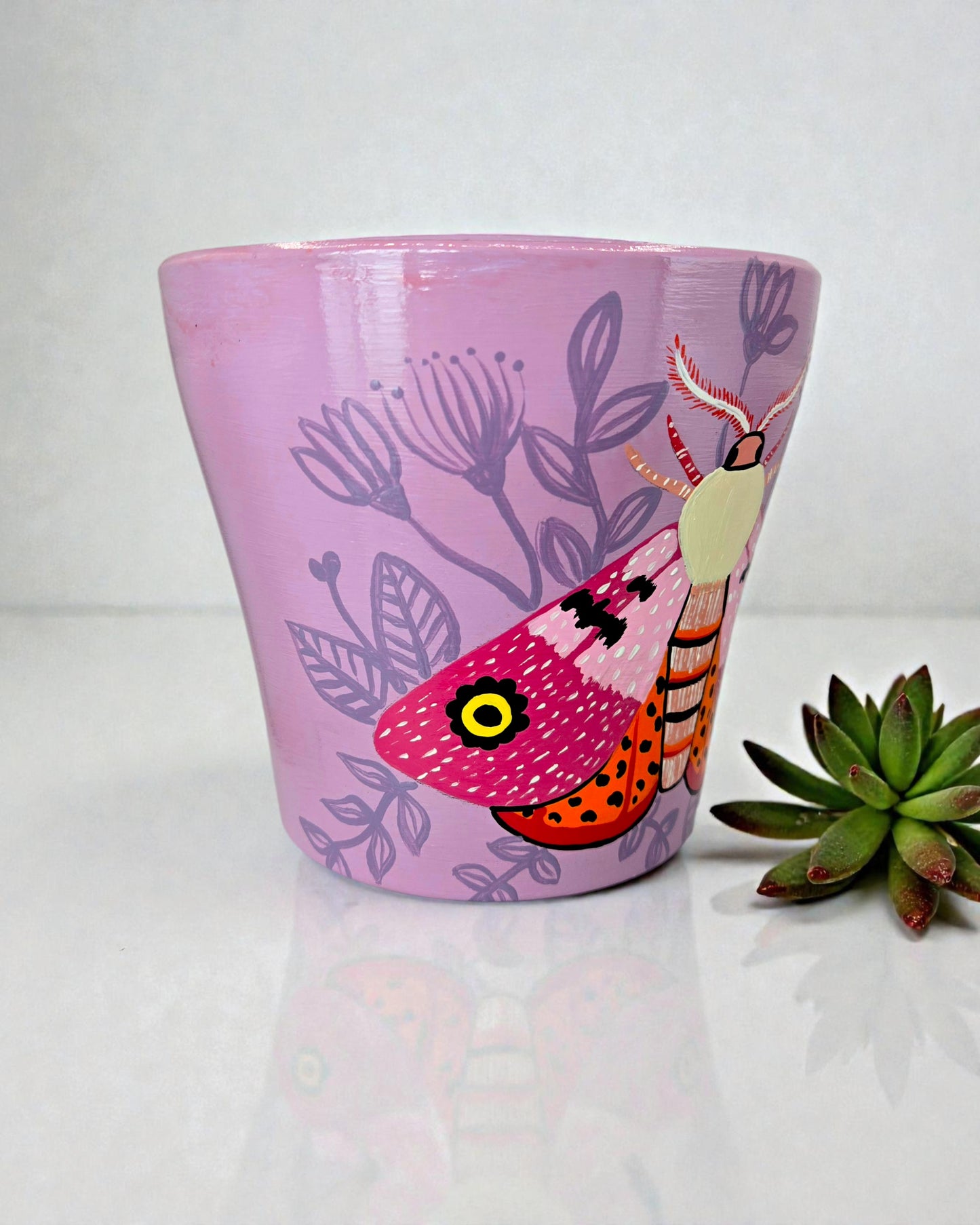 Hand Painted Moth Planter