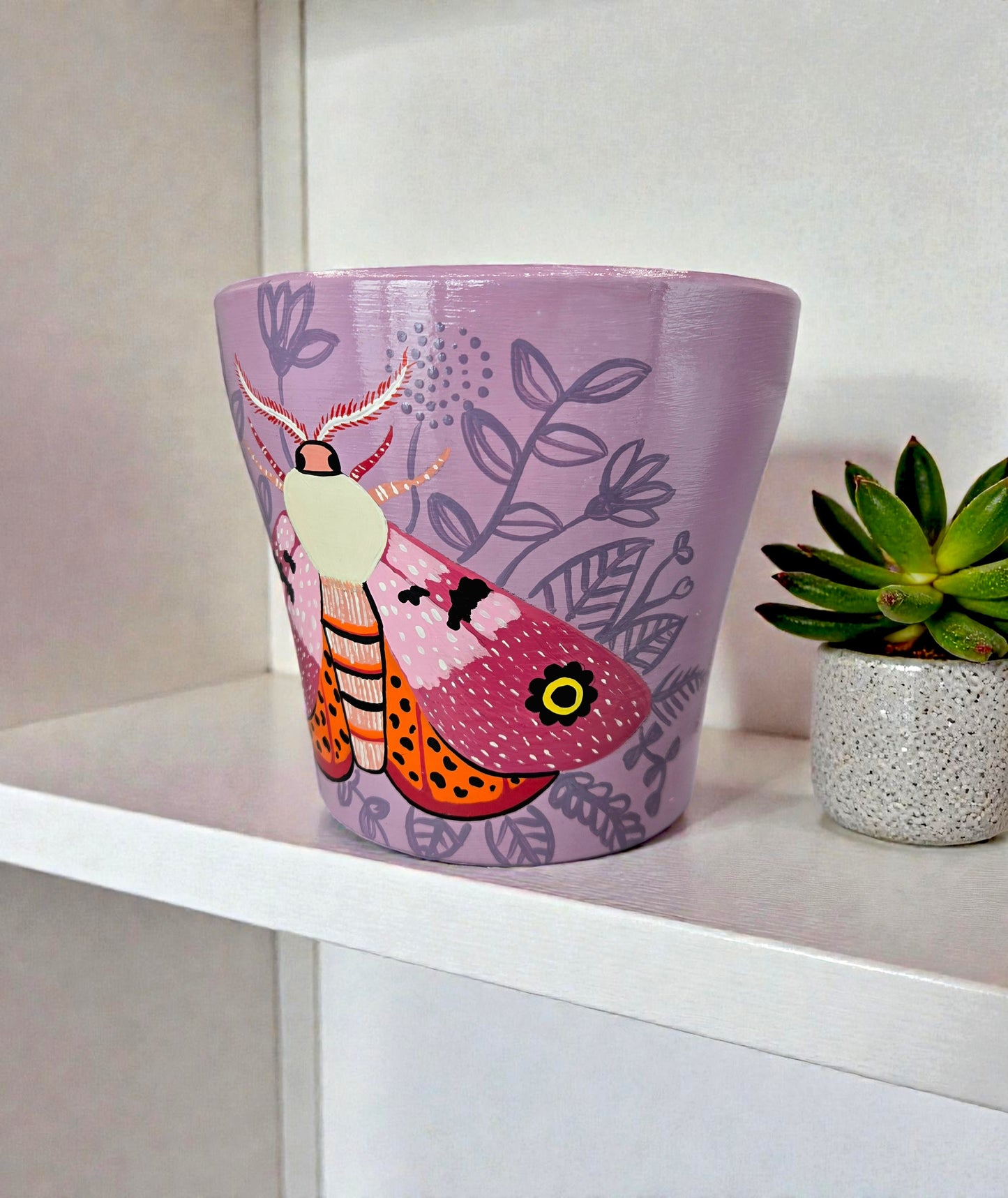 Hand Painted Moth Planter