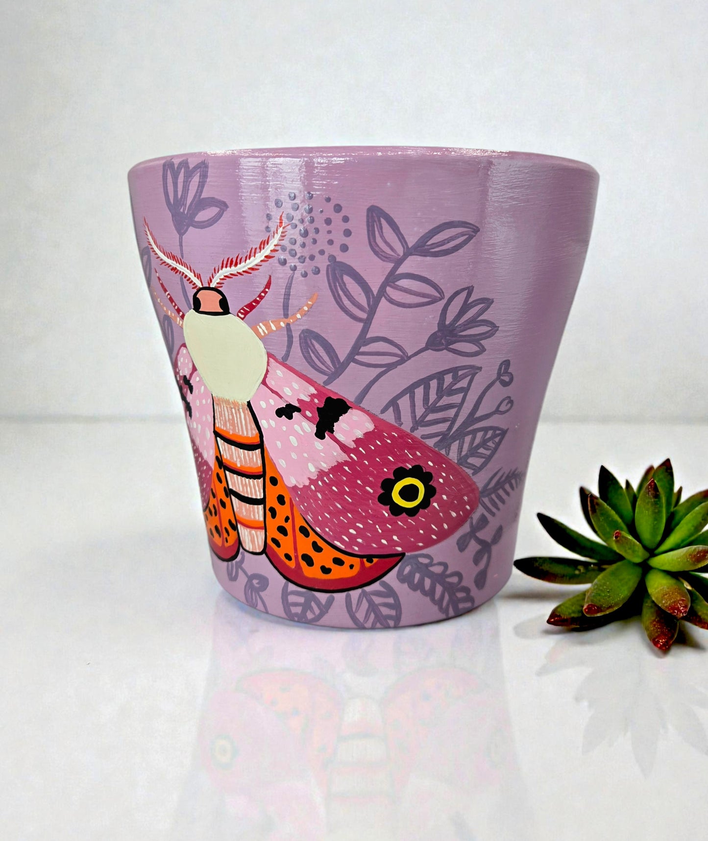 Hand Painted Moth Planter