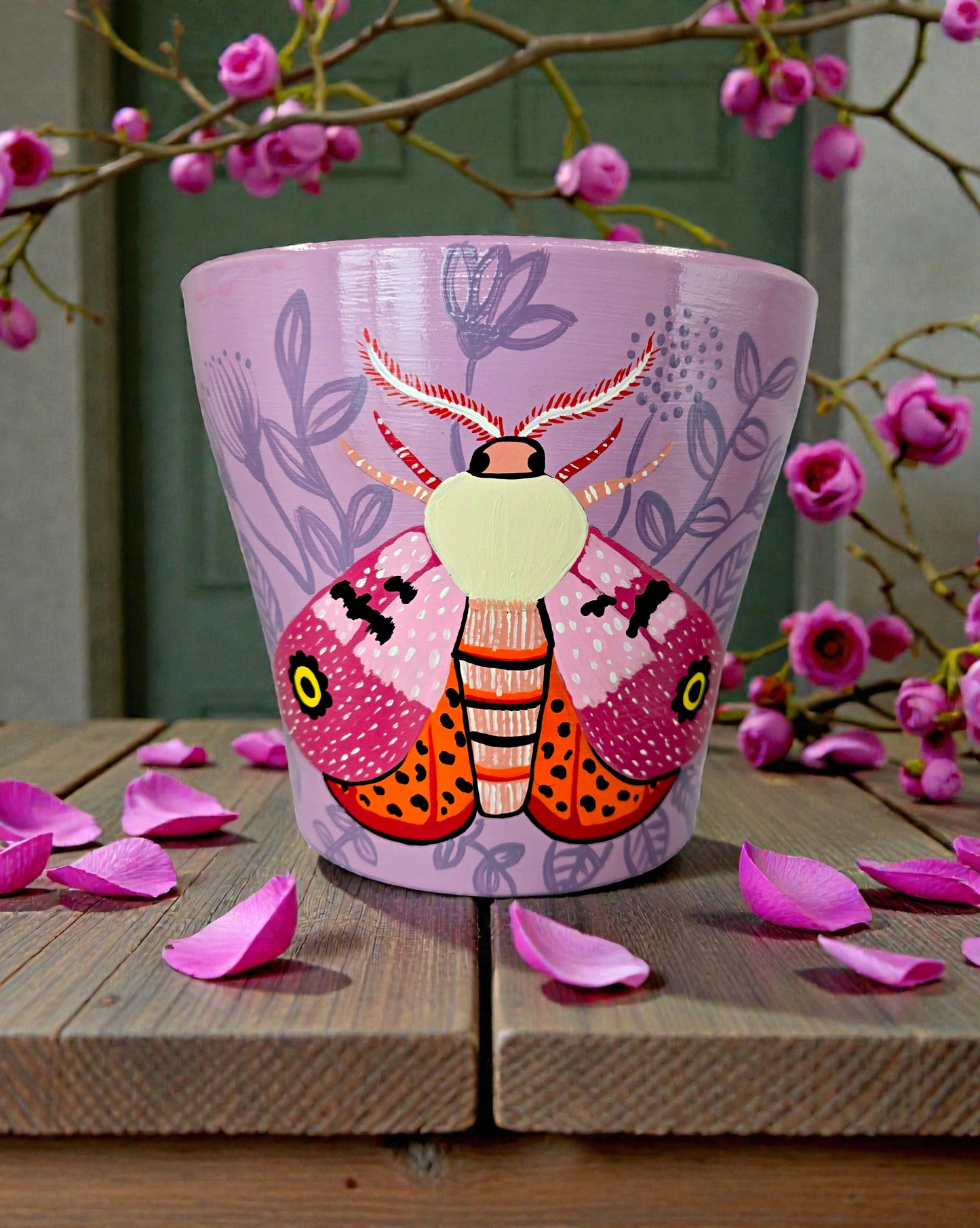 Hand Painted Moth Planter