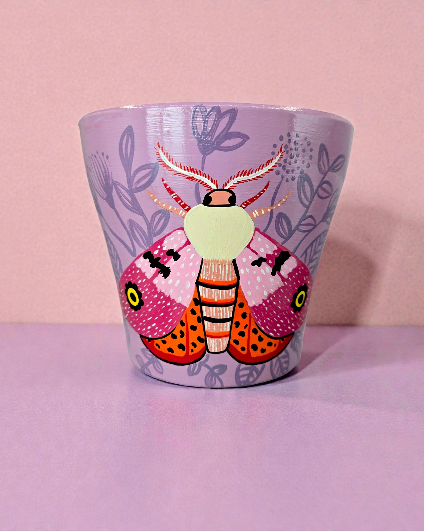 Hand Painted Moth Planter