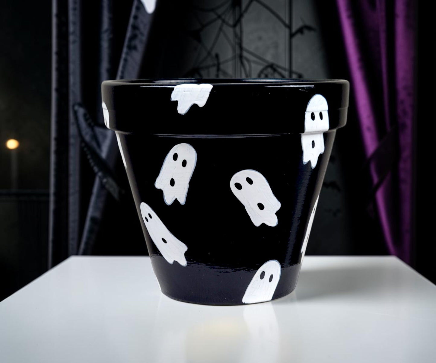 Hand-Painted Snoopy Halloween Plant Pot with Saucer