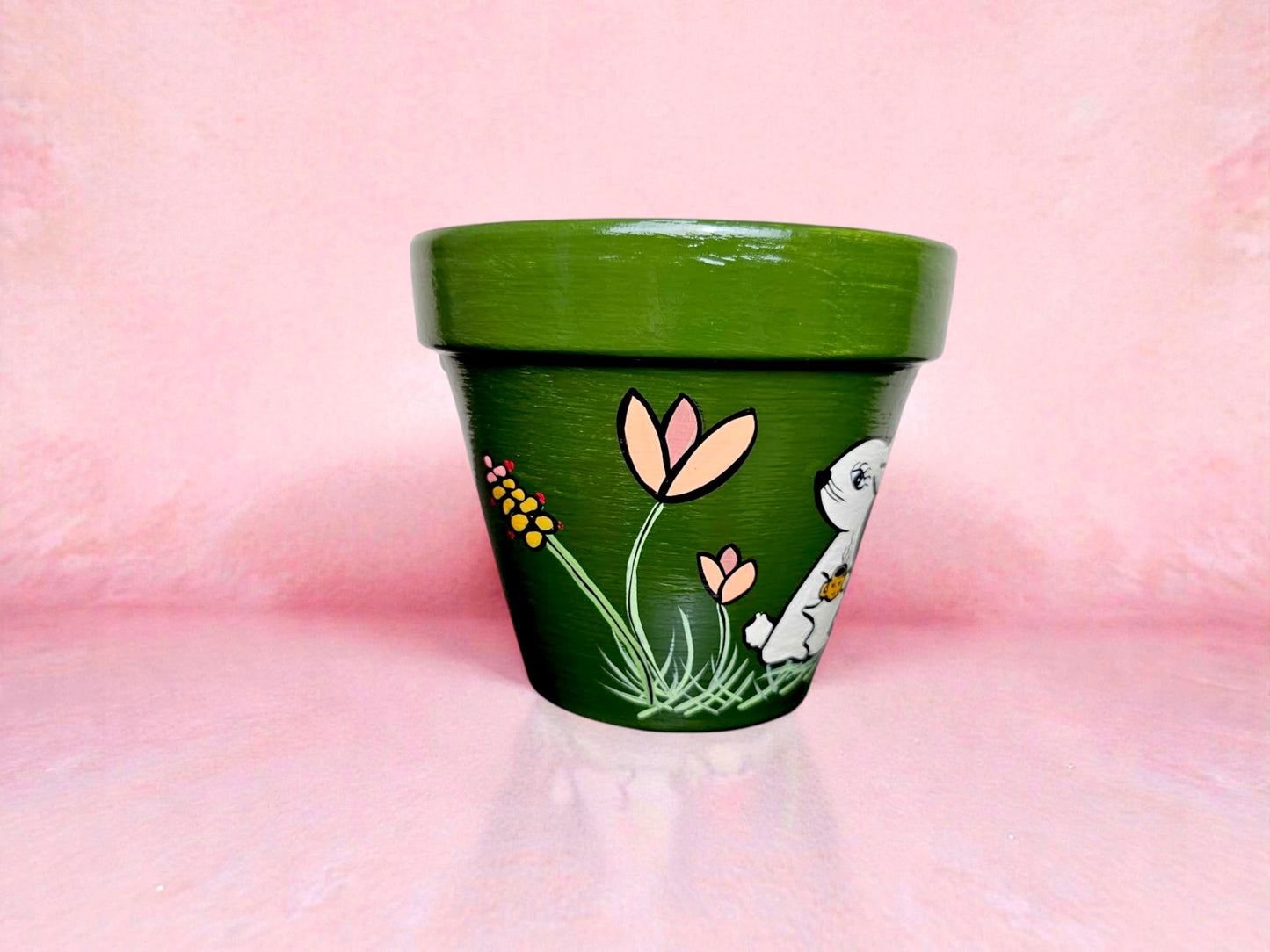 Hand-Painted Bunny Terracotta Plant Pot - Easter Planter