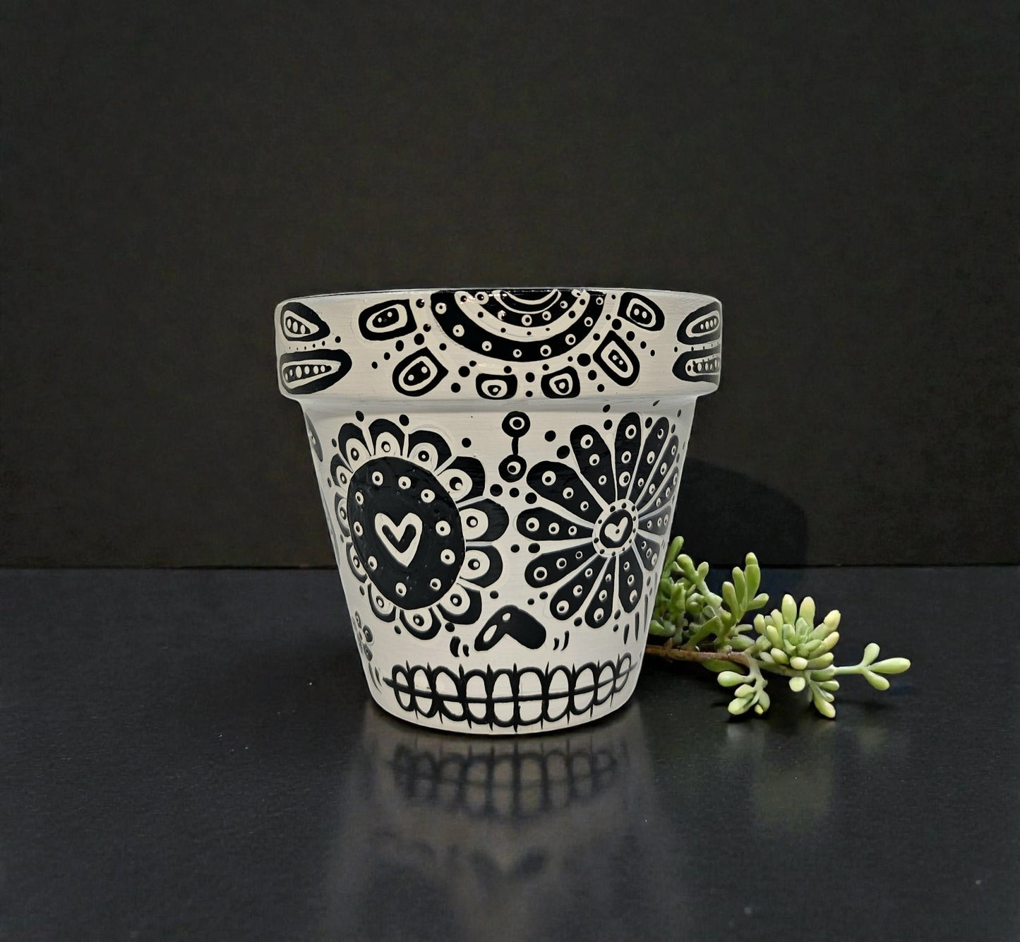 Hand Painted Sugar Skull Planter | Day of the Dead Flower Pot | Gothic Succulent Pot