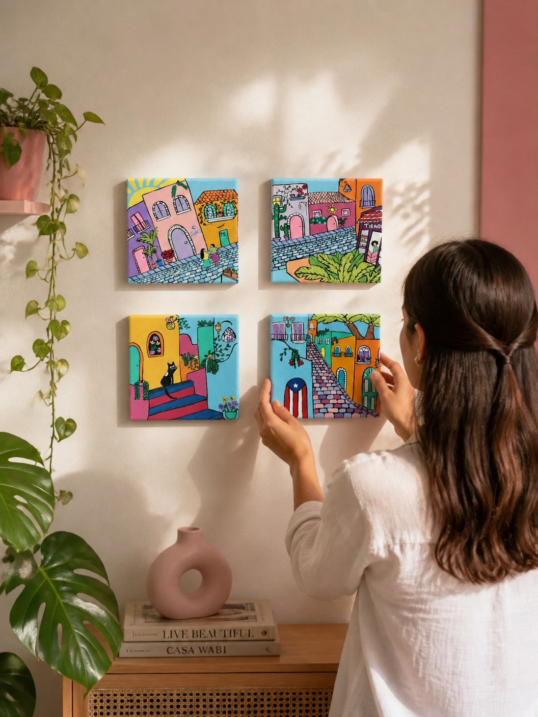 Puerto Rico Acrylic Painting Set of 4| 6X6" Canvas Art