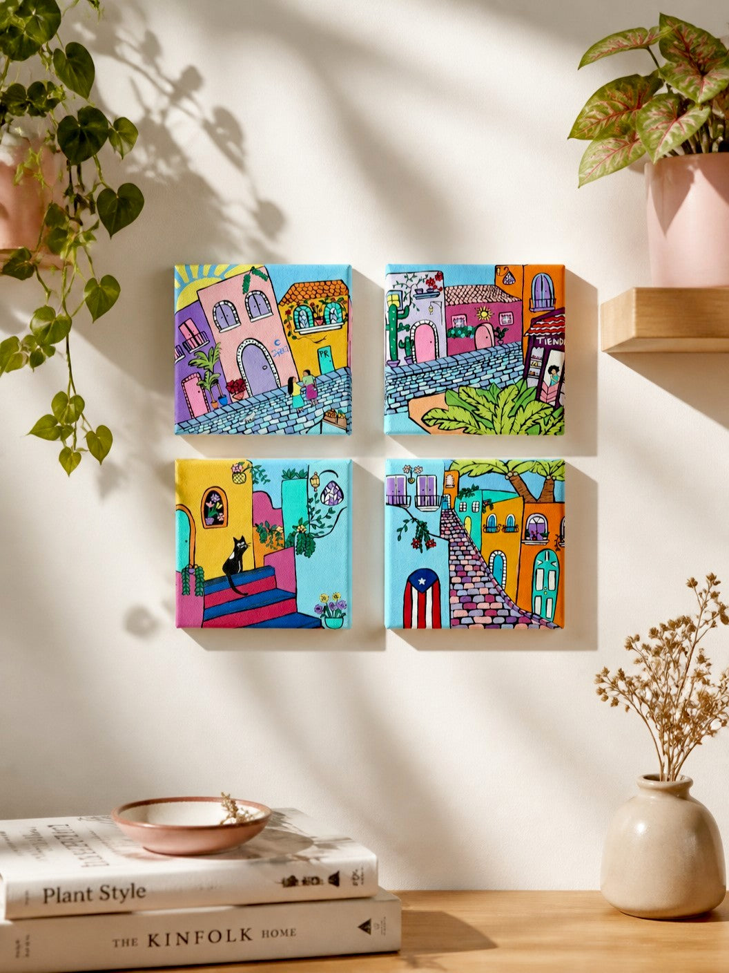 Puerto Rico Acrylic Painting Set of 4| 6X6" Canvas Art