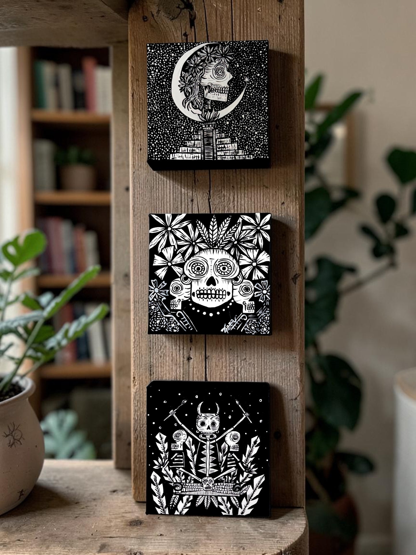 “Sacred Skull Series” - Original Skull Paintings Set of 3