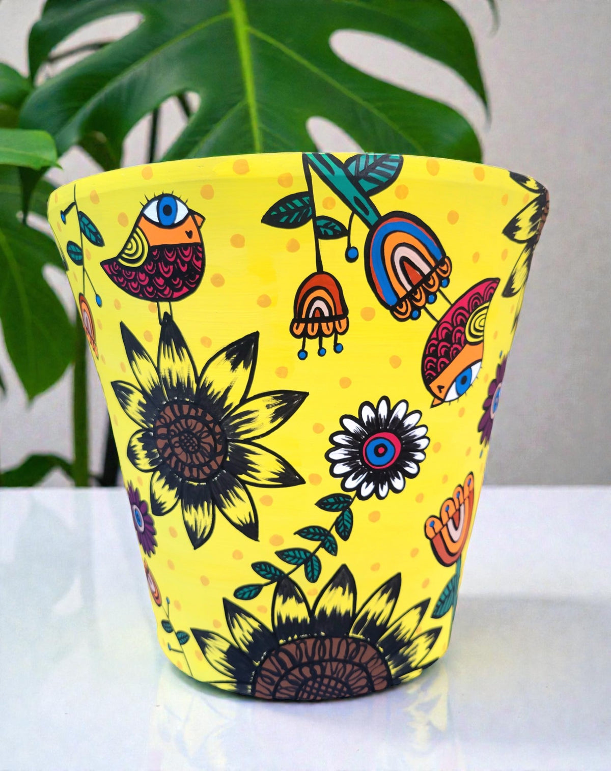 "Spring Day" Yellow Sunflower Plant Pot