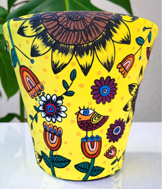 "Spring Day" Yellow Sunflower Plant Pot
