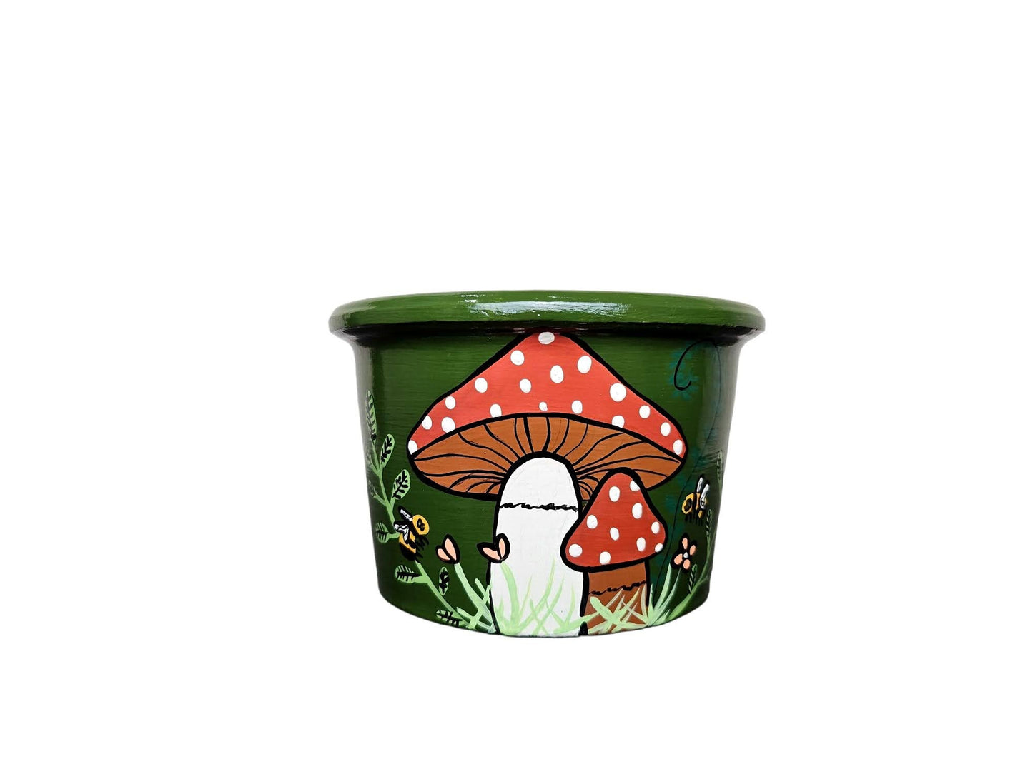 Hand-Painted Terracotta Mushroom Plant Pot, Witchy Garden Decor