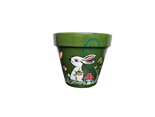 Hand-Painted Bunny Terracotta Plant Pot - Easter Planter