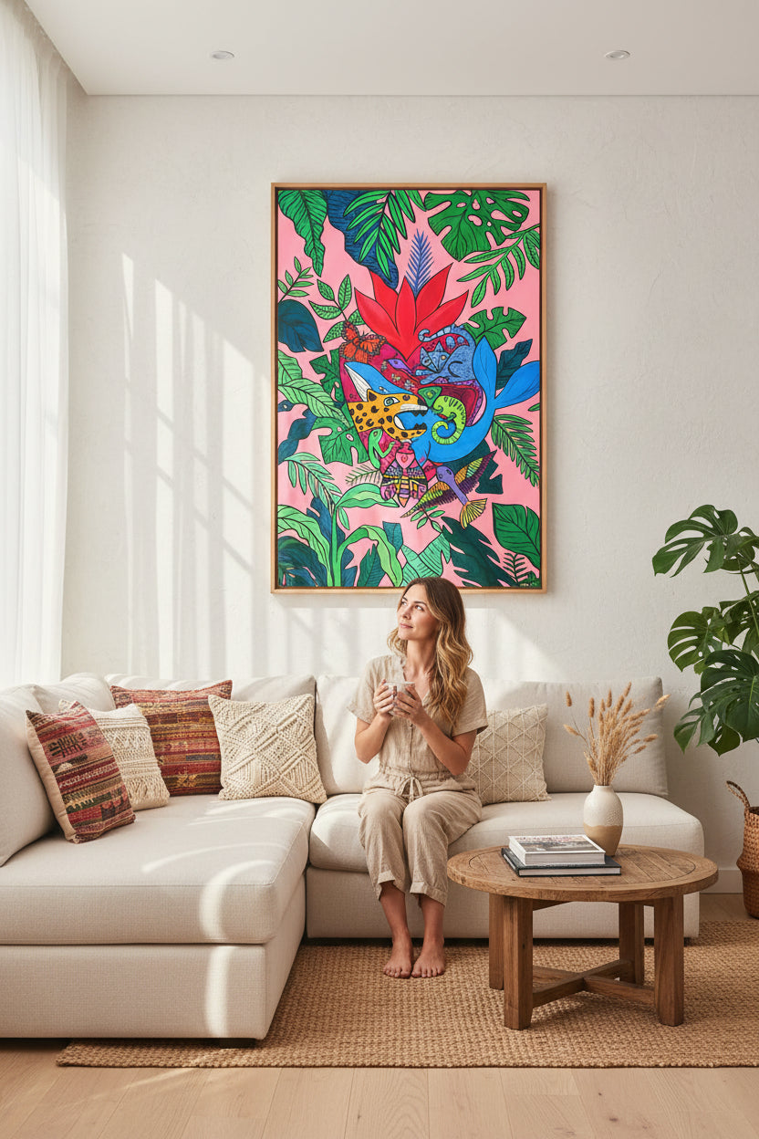 My Heart Is One of a Kind – Original Artwork Digital Download | 12x18 Printable Wall Art | Colorful Jungle Heart Illustration